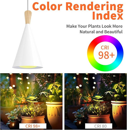 Hanging Grow Light,25W Full Spectrum Hanging Plant Lights for Indoor,Plants Wall Mounted Grow Light with 16.4FT Power Cord,LED Grow Lights for Indoor Growing,Monstera,Devil's Ivy,Seedling(White)
