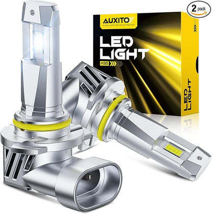 AUXITO 9005 HB3 Light Bulbs, 6500K Cool White, 50000 Lumens Per Set, 900% Brighter than Halogen, 50000 Hours Lifespan, Pack of 2