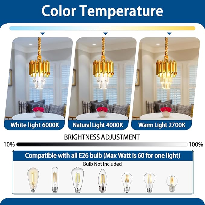 Modern Gold Crystal Chandelier 2-Tier Round Pendant Lighting Light Fixture Chandelier for Kitchen Island Entryway Bathroom BedHead Bedroom