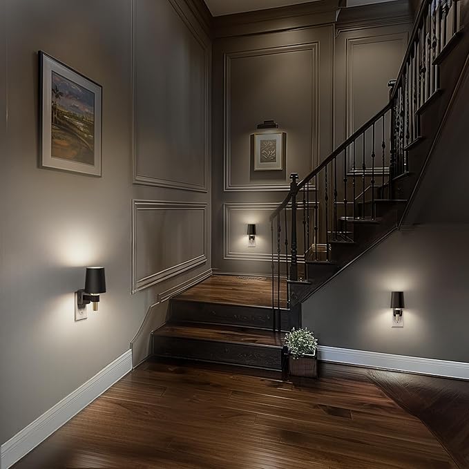 Briignite Night Light, Dimmable Night Lights Plug into Wall [2 Pack], Dusk to Dawn Sensor, Daylight White 5000K, 0-100LM, Plug in NightLight, Vintage Night Light for Hallway Bedroom Stairway
