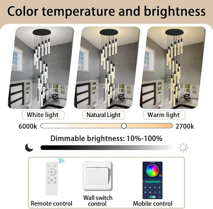 Luxurious K9 Crystal Chandelier,16-Light Large Modern Crystal Column Chandelier,Crystal Drop High Ceiling Pendant Light Fixture for Home Hotel Store