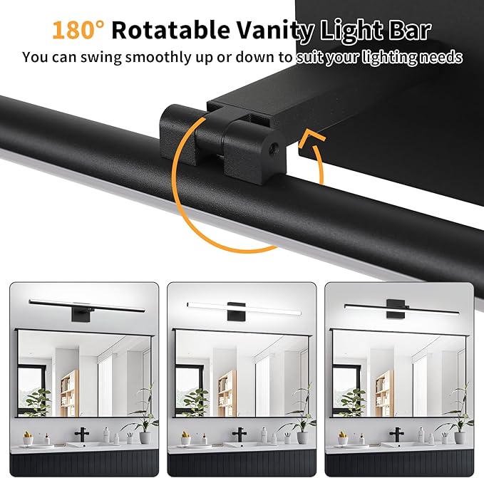 LED Bathroom Vanity Light, Modern Bathroom Light Fixture Over Mirror (Cool White 6000K), Vanity Light Bar with Angle Adjustable, 32 Inch, Black