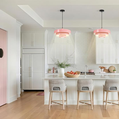Pink Mid Century Chandelier, Adjustable Pendant Light with 59" Cord, Nordic Flush Mount Ceiling Fixture for Girls Bedroom, Apartment, Cafe, Dining Room