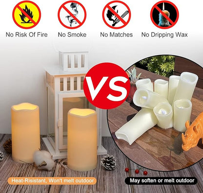 Artmarry 12 Pack Flickering Flameless Candles Large (D 3" x H 6") LED Candles Fake Pillars Outdoor Indoor Battery Operated Candles with Remote for Home Wedding Christmas Holiday Décor (12 Pack)