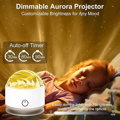 HUMIIEYE Northern Light Projector, Battery Operated Aurora Night Light with Timer Function, 13 Colors Galaxy Lamp Ripple Ceiling Projector Mood Ambient Lighting for Bedroom Adults Kids Room Girl Gift