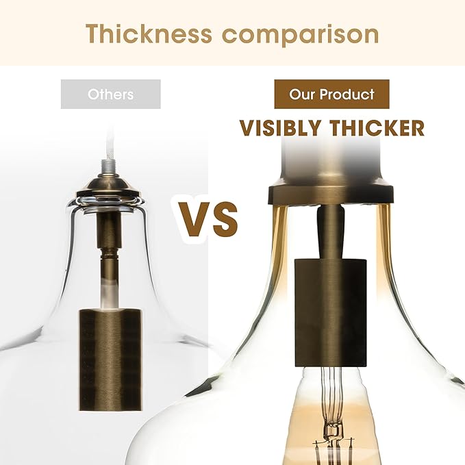 INK+IVY Auburn Pendant Lighting for Dining Room, Industrial Kitchen Lights, Hand-blown Glass Bell Shaped Pendant Light for Kitchen Island, Foyer, Bedroom, 9" Dia x 95.5" H, Gold/Clear