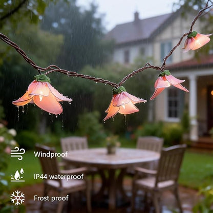 Flower String Lights Plug in with 10 LED Bulbs, Decorative Spring String Lights Indoor for Bedroom, Connectable Flower Fairy Lights Outdoor for Patio Garden Porch Floral Wedding Gifts(Pink Orchid)