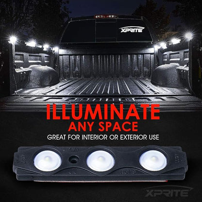 Xprite White Truck Pickup Bed Light Kit, 24 Led Cargo Rock Lighting Kits w/Switch for Van Off-Road Under Car, Side Marker, Foot Wells, Rail Lights - 8 PCS