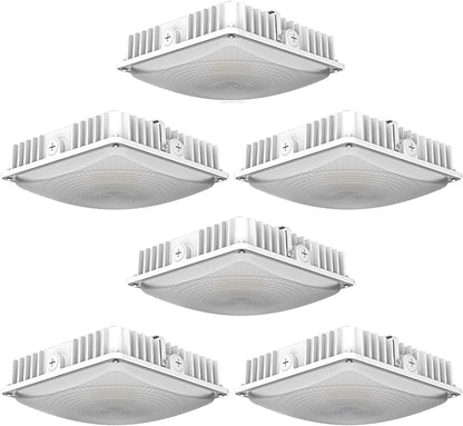 LED Canopy Lights Outdoor, with Selectable Wattage (100/80/60W) and CCT,IP65 Waterproof, for Carport, Gas Station, Tunnel, Warehouse, Inner Parkinglot,Shop Lights 10 * 10 (50W-6P)