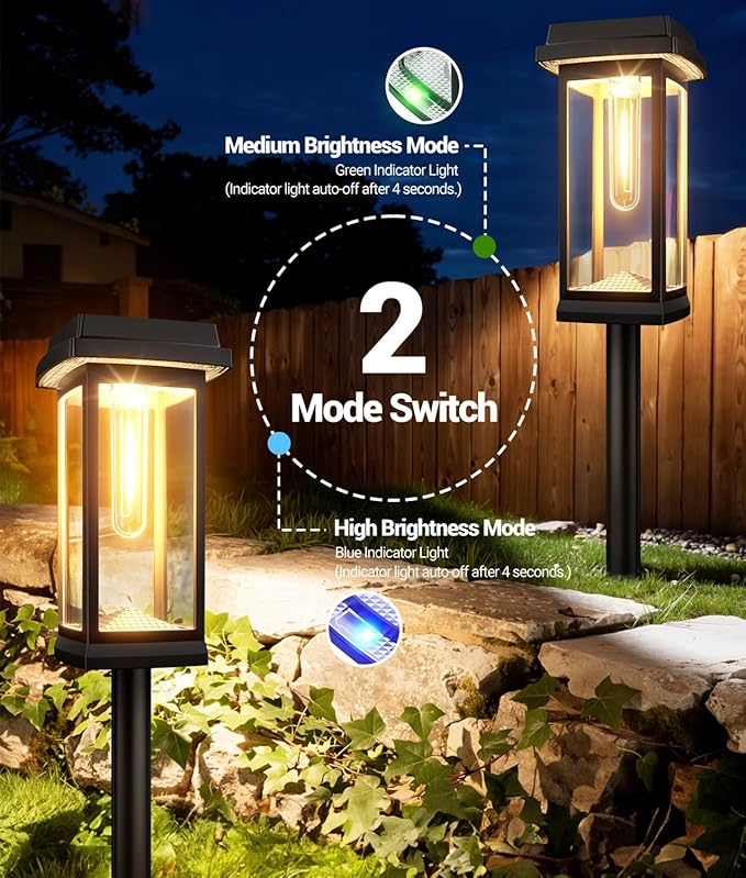 Solar Pathway Lights Outdoor, 8 Pack Upgraded Solar Garden Lights solar powered, solar lights outdoor waterproof IP65, 15 Hours Outdoor Solar Lights for Yard Patio Landscape Walkway Driveway Decor