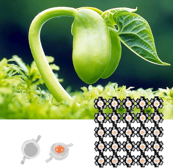 Yosoo 25Pcs Grow Light Chip, 3W Full Spectrum 380nm-840nm Wavelength, Aluminum PCB Bead Chips for Indoor Plants