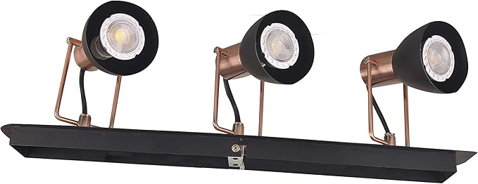 Track Lighting 20" Plug-in 3 Light, 3 Way Ceiling Spotlights 3 GU10 Dimmable LED Bulbs, Flexibly Rotatable Light Head for Kitchen, Living Room, Bedroom