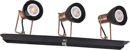 Track Lighting 20" Plug-in 3 Light, 3 Way Ceiling Spotlights 3 GU10 Dimmable LED Bulbs, Flexibly Rotatable Light Head for Kitchen, Living Room, Bedroom