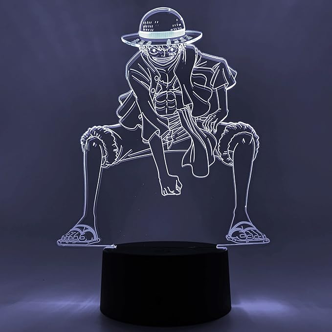 Otaku Lamps Luffy One Piece – Anime Lamp Figure Night Light, 16 Color RGB LED – 3D Anime Room Décor Gift for Otaku