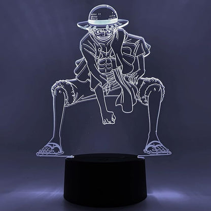 Otaku Lamps Luffy One Piece – Anime Lamp Figure Night Light, 16 Color RGB LED – 3D Anime Room Décor Gift for Otaku