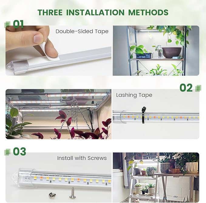 Kullsinss LED Grow Light Strip, 180 LEDs Grow Lights for Indoor Plants Full Spectrum 3000K/6000K/660nm Sunlike Plant Light for Indoor Growing with 3 Spectrum Modes, 16 Inches