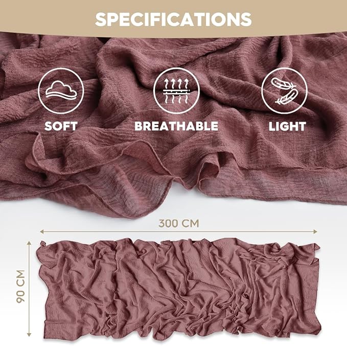 Artoid Mode Boho Cheesecloth Gauze Dusty Rose Wedding Table Runner, 120 Inch Seasonal Fabric Kitchen Dining Holiday Table Decor for Home Party Indoor