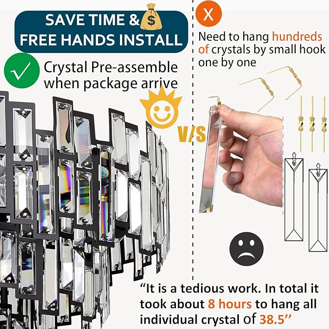 Large Chandeliers for High Ceilings Modern Farmhouse Antique Black Chandelier Light Fixture for Foyer Entryway Living Room Big Lighting Chandelier Hanging Round 39’’