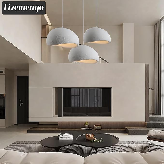 15.7in Wabi Sabi Pendant Light, Kitchen Island Lighting Fixture Ceiling Mount Japanese Lamp Japandi Chandelier for Dining Living Room Hallway Bedroom Restaurant Hanging Lamp, White 1 Pack