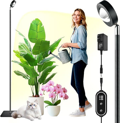 20W Full Spectrum Grow Light, High PPFD&CRI COB LED Floor Plant Lamp with 6/8/12H Timer, Warm White 3000LM Adjustable Height (28"-83") & Angle, Grow Lights for Indoor Plants, Succulents & Flowers