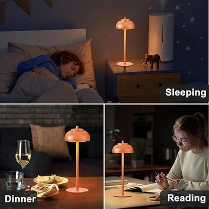 Orange Table Lamp Set of 2 Rechargeable,Table Lights Battery Operated-IP65 Waterproof-for Outdoor Patio/Restaurants/Home/Dinner/Table Lighting-Touch Control & Dimmable
