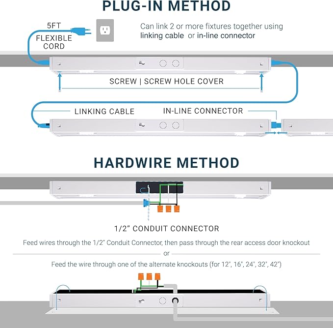 PARMIDA LED Swivel Under Cabinet Lighting, Hardwired or Plug-in Installation, 10 Inch, 7W, 5CCT Color Selectable - 2700K/3000K/4000K/5000K/6000K, Rotatable Lens, Dimmable, Linkable, 120V, 560LM, ETL