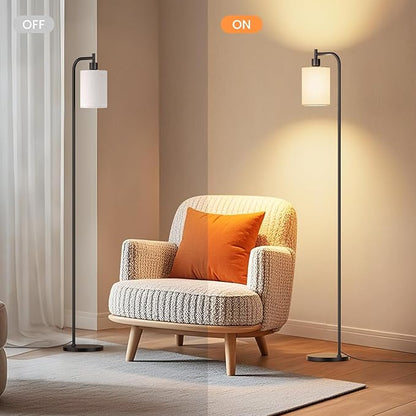 SIBRILLE Floor Lamp with Linen Shade, Dimmable Tall Standing Lamp with Remote Control & 3 Color Temperatures, Modern Floor Lamps for Living Room Bedroom Office Corner, 9W LED Bulb Included