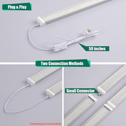 SZHLUX 6 Pack LED Shop Light 4FT 60W, 8700LM, Linkable Utility Ceiling Light 5000K Daylight White for Garage, Super Bright Integrated Lights, Under Cabinet