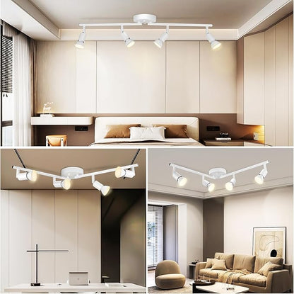 4 Light Track Lighting Fixture, GU10 Rotatable Heads, Matte White, Bulbs Not Included, Perfect for Kitchen, Office, Laundry, Dining Room