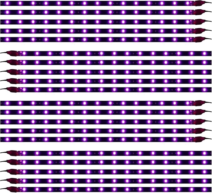 XT AUTO Purple 12v 15 Led 30cm Car Motorcycle Flexible Waterproof Underbody Light Strip String Lights for Festive Decoration Pack of 20