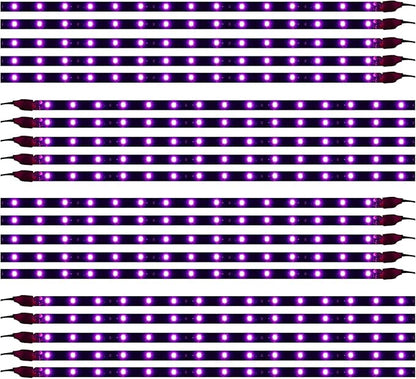 XT AUTO Purple 12v 15 Led 30cm Car Motorcycle Flexible Waterproof Underbody Light Strip String Lights for Festive Decoration Pack of 20