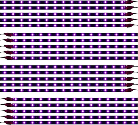 XT AUTO Purple 12v 15 Led 30cm Car Motorcycle Flexible Waterproof Underbody Light Strip String Lights for Festive Decoration Pack of 20