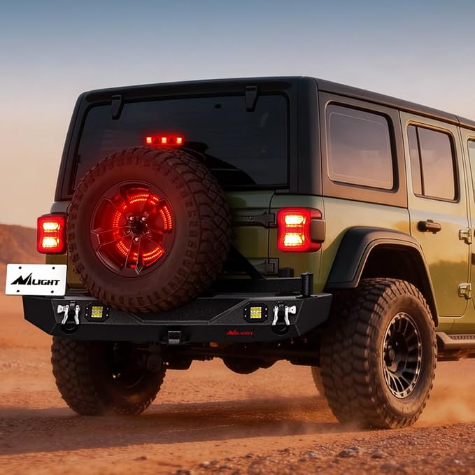 Nilight Spare Tire Brake Light Red Double Row LED Ring 3rd Third Stop Rear Wheel Lights Plug and Play Fit for 2018 2019 2020 2021 2022 2023 2024 2025 2026 Jeep Wrangler JL
