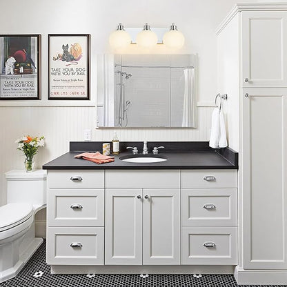 Tuscarora Chrome Vanity Light - 3 Light Bathroom Vanity Light with Milk Glass Shade, Over Mirror Lighting Fixture