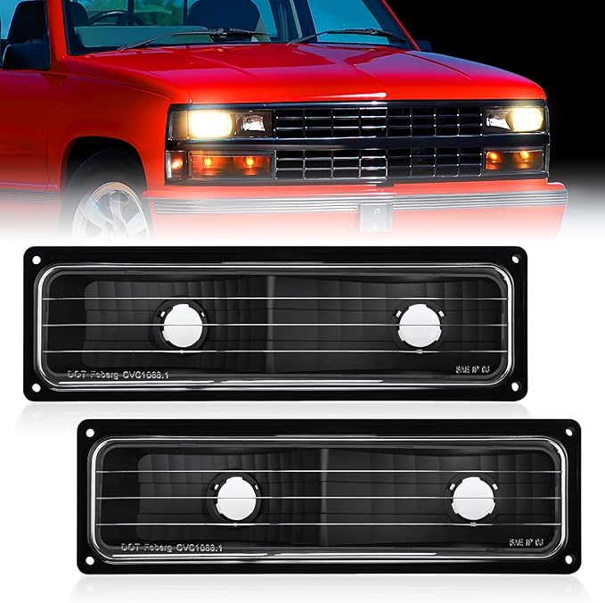 Nilight Parking Turn Signal Light Compatible with 1988 1989 1990 1991 1992 1993 1994 1995 1996 1997 1998 Chevy GMC C10 C/K 1988-1999 Silverado Suburban Sierra Blazer Tahoe Yukon Front Bumper Lights