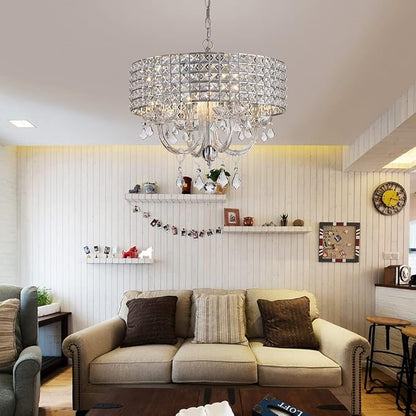 Saint Mossi 4-Lights K9 Crystal Chandelier Modern Chandelier Light Fixture, Crystal Pendant Light Fixture Modern Ceiling Light Fixtures,H17 x D18,Chain Adjustable