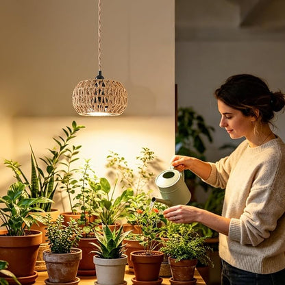 Grow Lights for Indoor Plants, Full Spectrum Plant Light, with Timer and 15FT Power Cord, 30W Pendant Plant Lights for Indoor Growing, Garden, Flowers, Greenhouse (4000-K, Weaving Style-7)