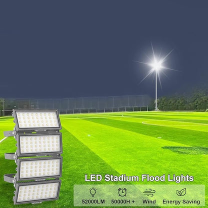 400W LED Stadium Lights,52000Lumen 6500K Super Bright LED Flood Light Outdoor,Surge 6KV IP67 Waterproof Adjustable Lighting Angle for Stadium,Arena
