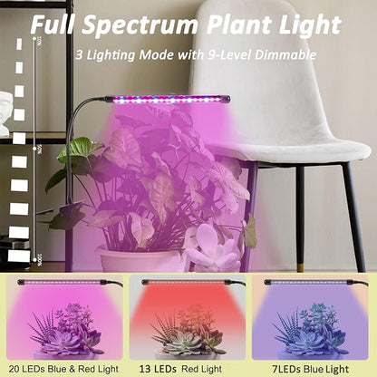 Clip On Grow Light for Indoor Plants,2 Pack Full Spectrum Led Plant Grow Lights with Auto-Timer, Plant Growing Lamp for Seed Starting,Houseplants, Bonsai, Pot Plant,2 Lamp(2pack)