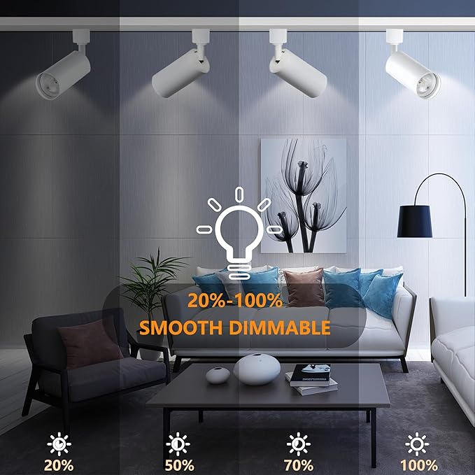 12PCS LED White Track Lighting Heads (No Track Rails) with Replaceable GU10 Bulbs, 6000K Cool White Ceiling Spotlight Fixtures for Accent Lighting for Home, Store, Moblie Cart and Office