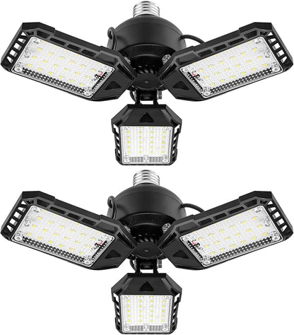 Aoretic LED Garage Lights 1 Pack -80W, 8000LM 6500K Led Shop Light with 3 Deformable Panels, Basement Barn Light Garages Ceiling Lights, E26/E27 for Garage, Warehouse, Shop, Basement