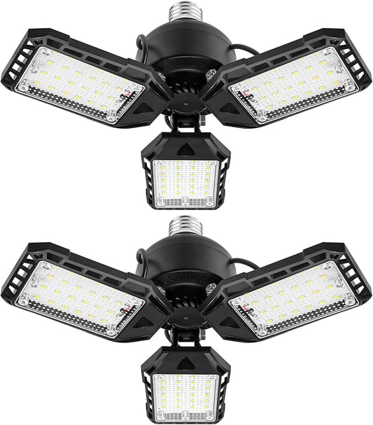 Aoretic LED Garage Lights 1 Pack -80W, 8000LM 6500K Led Shop Light with 3 Deformable Panels, Basement Barn Light Garages Ceiling Lights, E26/E27 for Garage, Warehouse, Shop, Basement