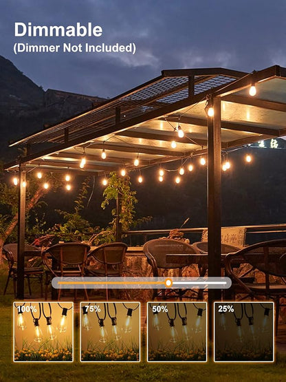 Jedavai Upgraded LED Outdoor String Lights 105Ft Shatterproof Waterproof ST38 Vintage Edison Bulbs Patio Lights Energy Saving Hanging Outdoor for Christmas Porch Deck Garden Backyard Wedding Party