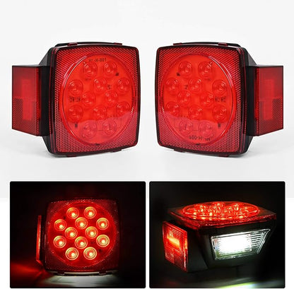 Nilight 2PCS Square LED Trailer Light Low Profile Submersible IP68 Stop Turn Tail Side Marker License Lamp for 12V Utility Boat Camper RV Trucks Marine Snowmobile