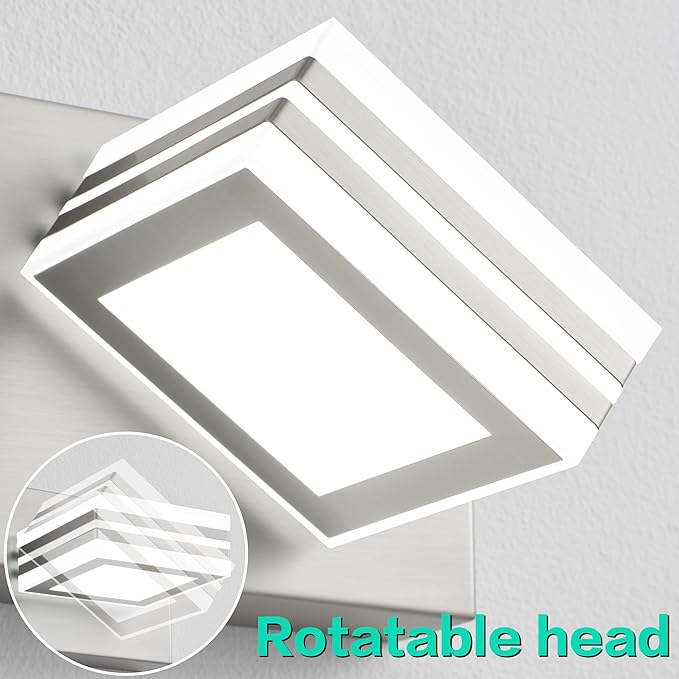 SOLFART 52inch Vanity Lights Fixtures - 8 Lights LED Modern Acrylic Brushed Nickel Vanity Lights Bathroom Wall Lighting Over Mirror