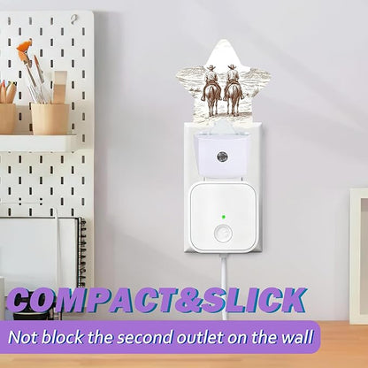 Energy Efficient Nightlights Plug In Wall, Western Cowboys Night Light for Kids Bedroom Decorative, Vintage Rustic Farmhouse Dusk-To-Dawn Sensor Sleep Friendly Lamp for Nursery Bathroom Basement