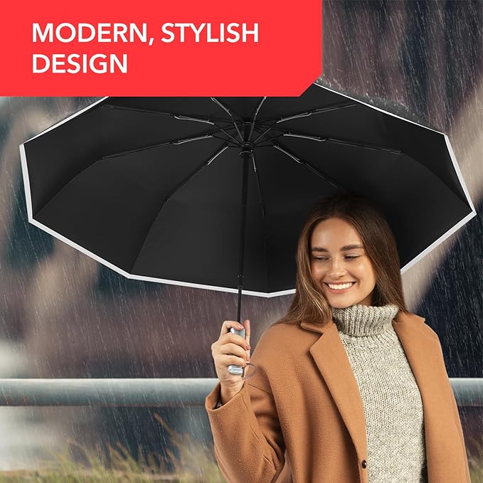REPEL Windproof Travel Umbrella - Compact & Withstands Winds up to 85MPH , Strongest Premium Auto Folding Umbrella for Rain and Sun - Durable, Light & Portable for Women & Men , Fits Backpack & Cars
