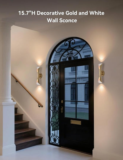 Tubicen Wall Sconces Gold Movie Theater Sconces Wall Lighting Up and Down 15.7" H Hardwired Dimmable Indoor Mid Century Modern Wall Lights for Living Room Bedroom Hallway Stairway Entry