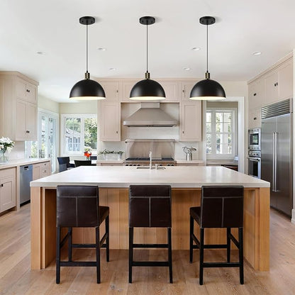Black Pendant Lights Kitchen Island, 11.8" Modern Dome Pendant Light Fixtures Farmhouse Hanging Lights for Dining Room Hallway Sink Entryway