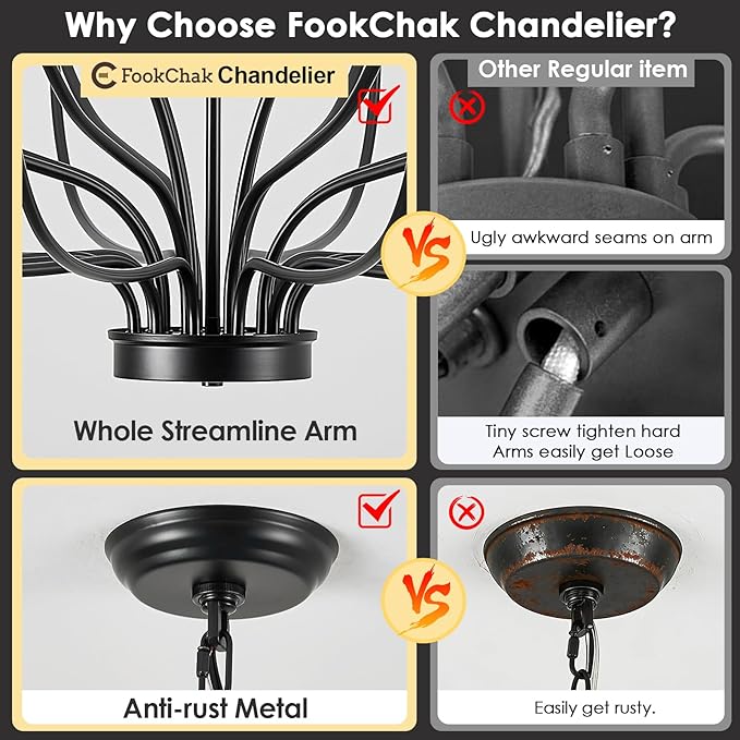 24 Light Black Chandelier 51'' Large Candle Chandeliers for High Ceiling Foyer Modern Farmhouse Chandelier Light Fixture for Large Living Room Dining Room Stairs Entry Restaurant Hotel